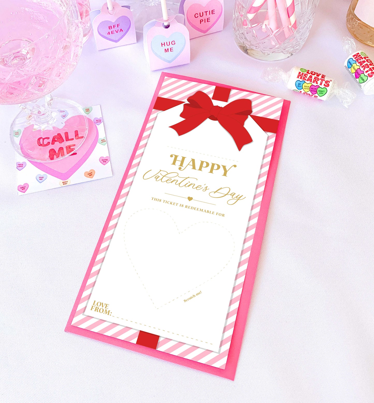 Stripe Pink Red | Scratch-off Valentine's Gift Voucher