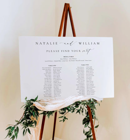 Ellesmere White | Printable Seating Chart Template