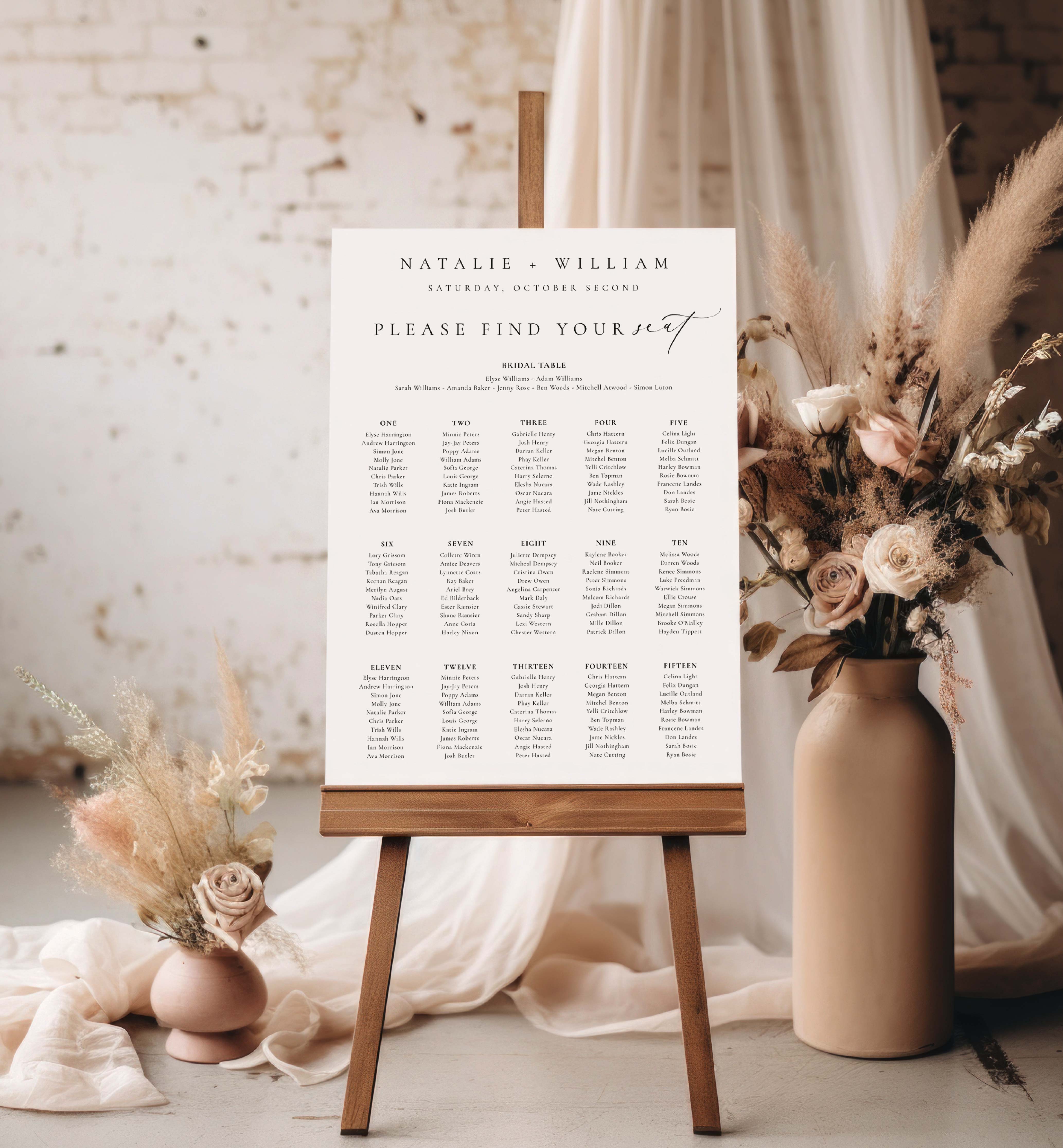 Ellesmere White | Printable Seating Chart Template – Black Bow Studio