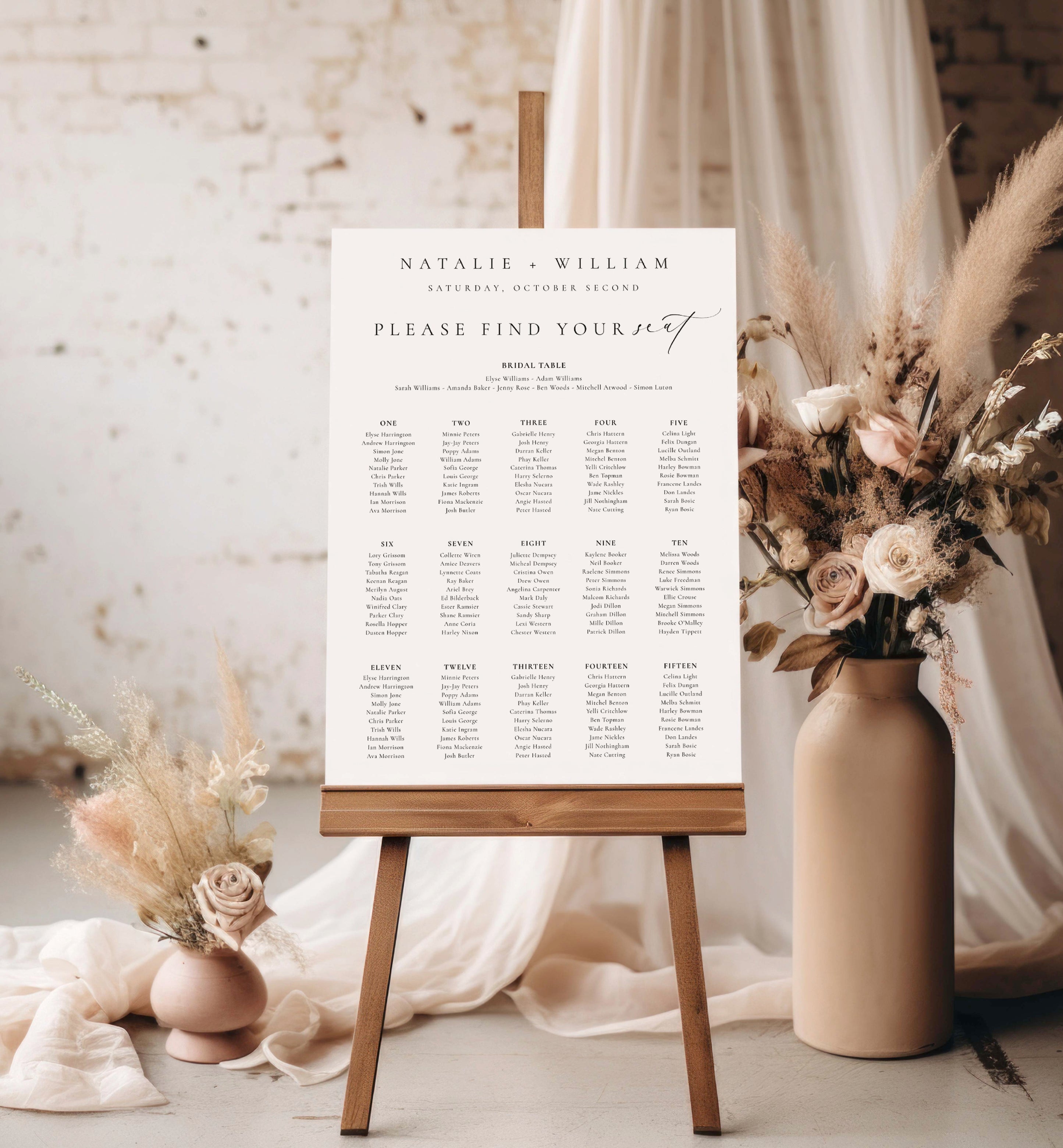 Ellesmere White | Printable Seating Chart Template – Black Bow Studio