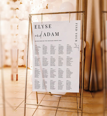 Editable Printable Wedding Table Plan, Modern Minimal Editable Seating Chart Template, Guest List Seating Plan Poster, Estelle