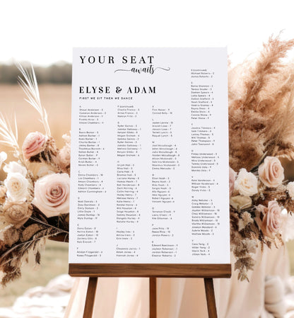 Alphabetical Wedding Table Plan, Printable Editable Modern Minimal Wedding Seating Chart Template, Guest List Seating Poster, Leyton