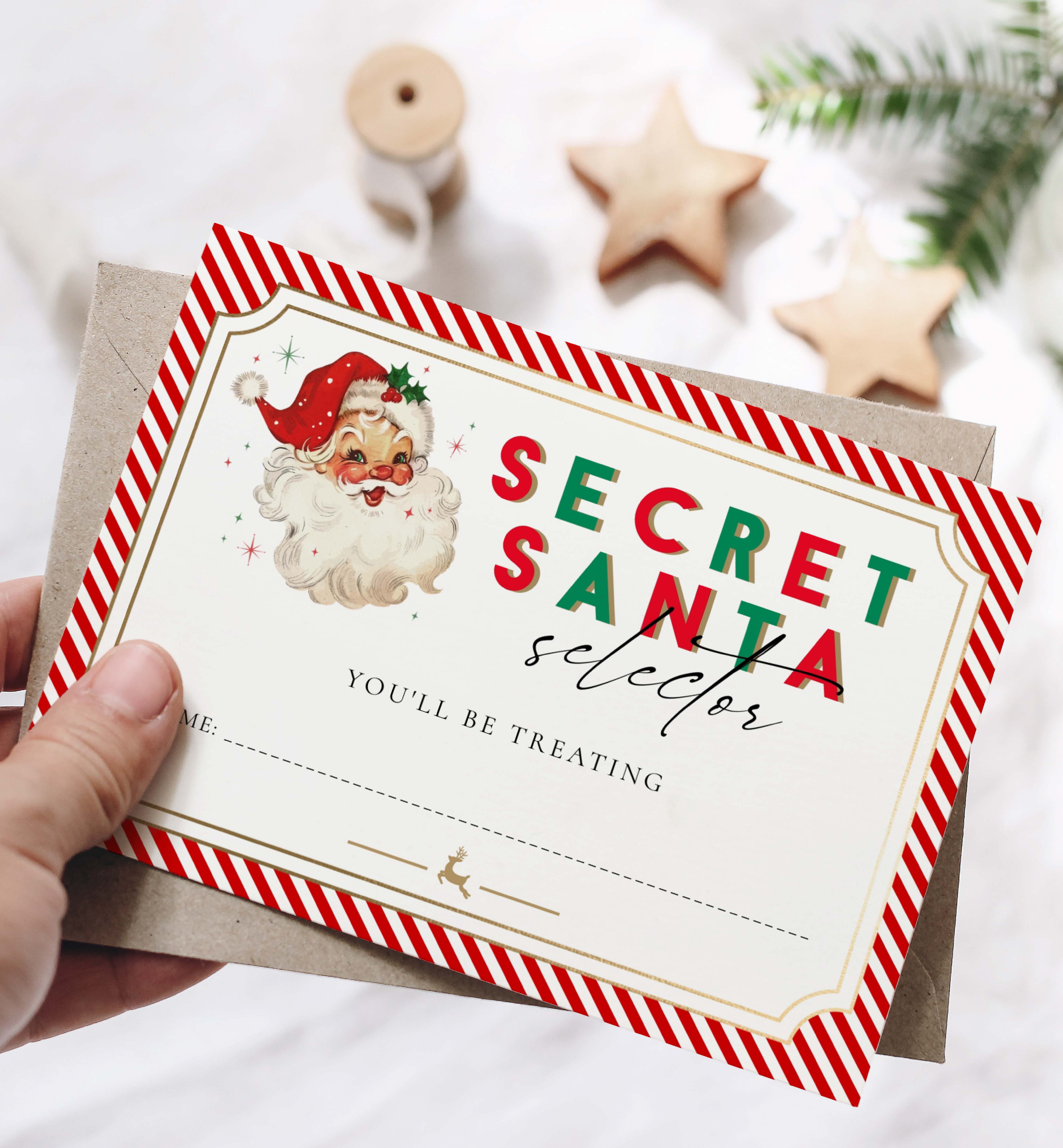 Stripe Red | Printable Secret Santa Questionnaire Bundle Template ...