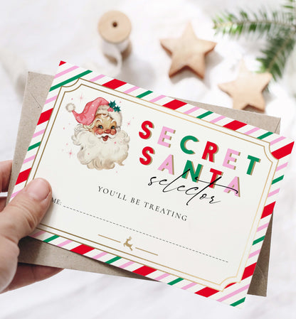 Stripe Pink Multi | Printable Secret Santa Questionnaire Bundle Template