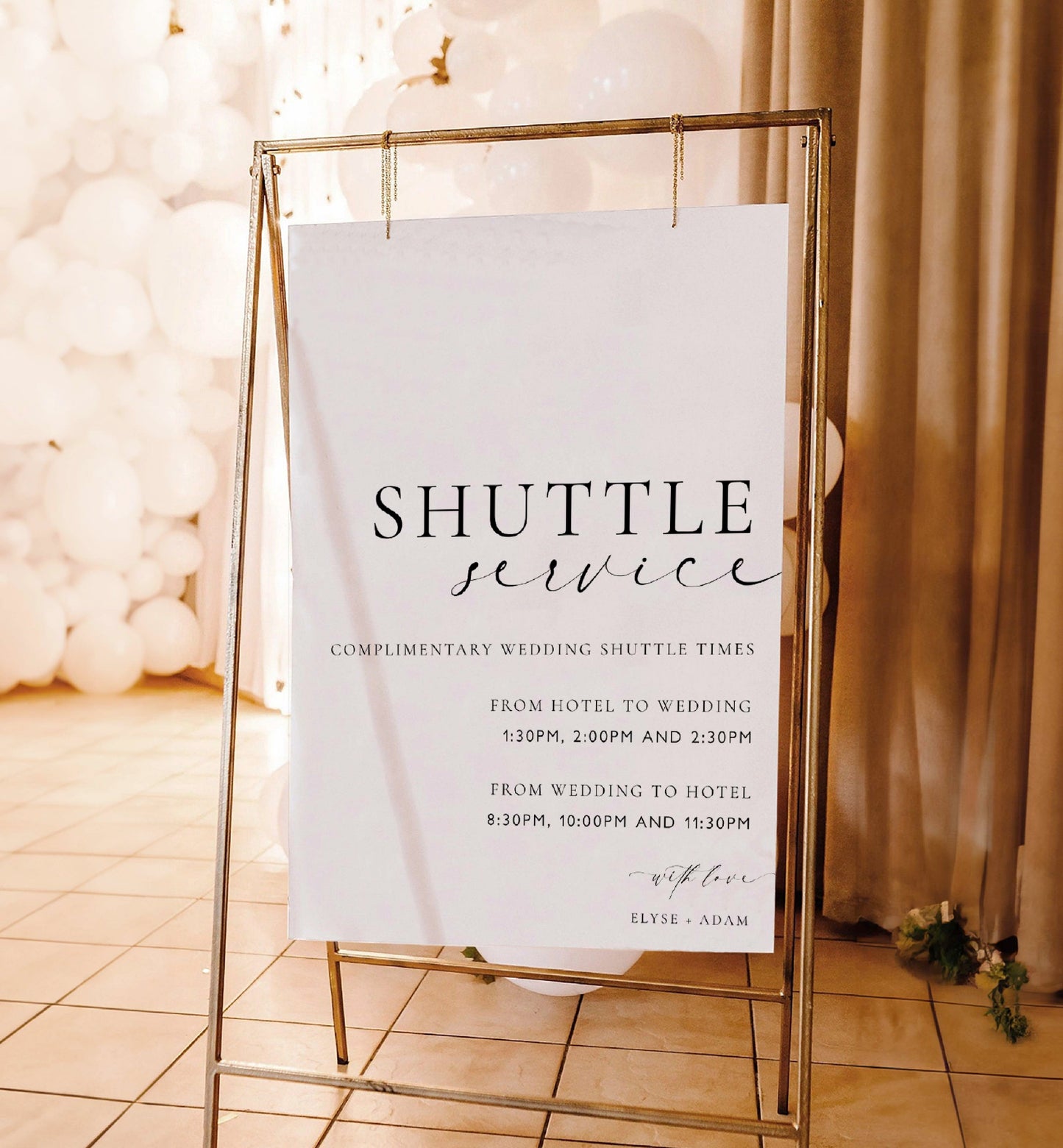 Shuttle Service Sign Template, Printable Wedding Venue Transport Sign, Minimal Wedding Signage, Wedding Hotel Transportation Sign, Ellesmere