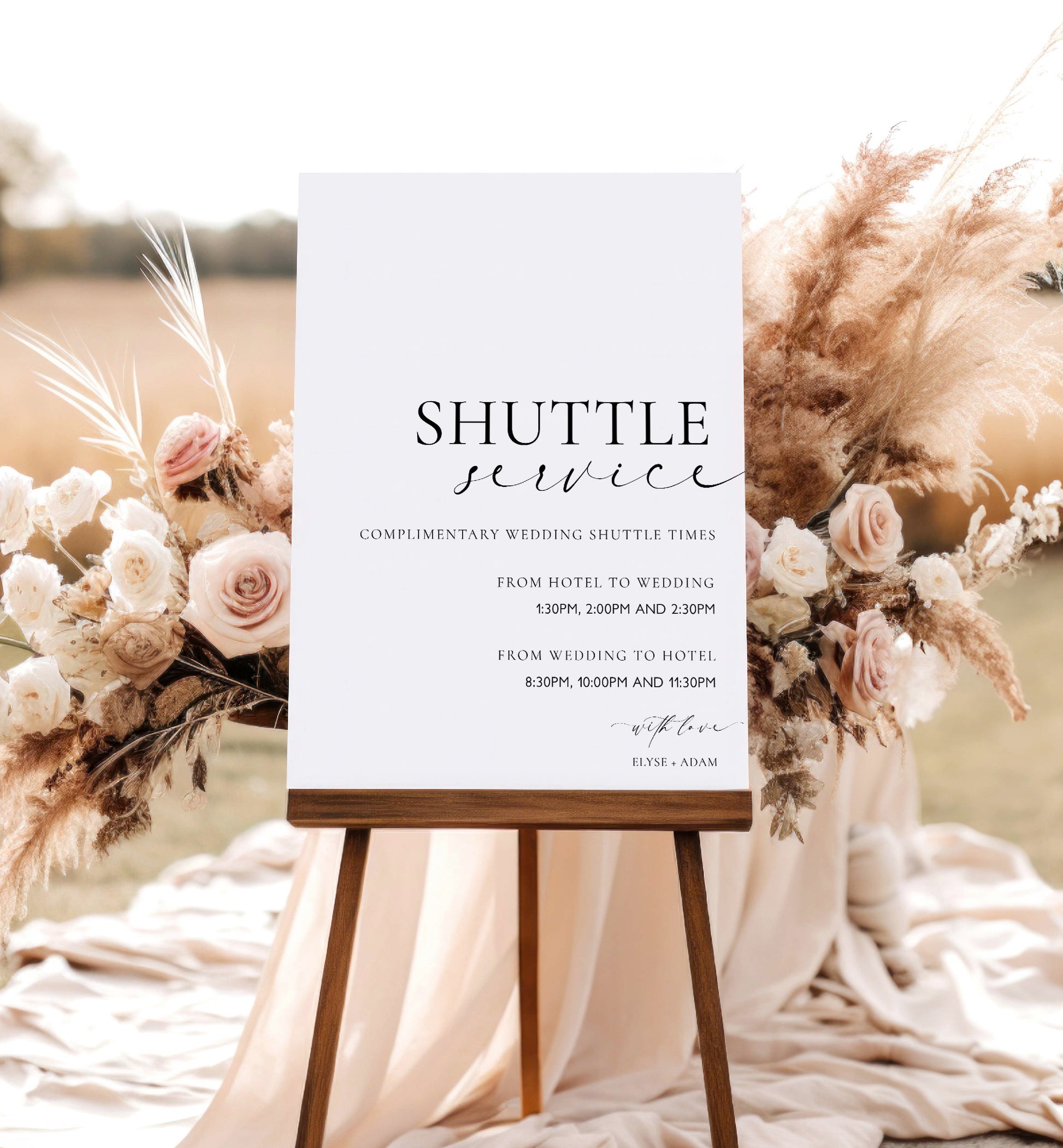 Shuttle Service Sign Template, Printable Wedding Venue Transport Sign, Minimal Wedding Signage, Wedding Hotel Transportation Sign, Ellesmere