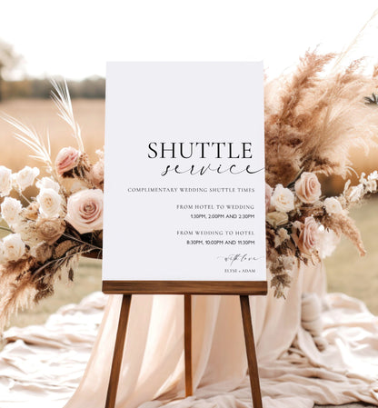 Shuttle Service Sign Template, Printable Wedding Venue Transport Sign, Minimal Wedding Signage, Wedding Hotel Transportation Sign, Ellesmere