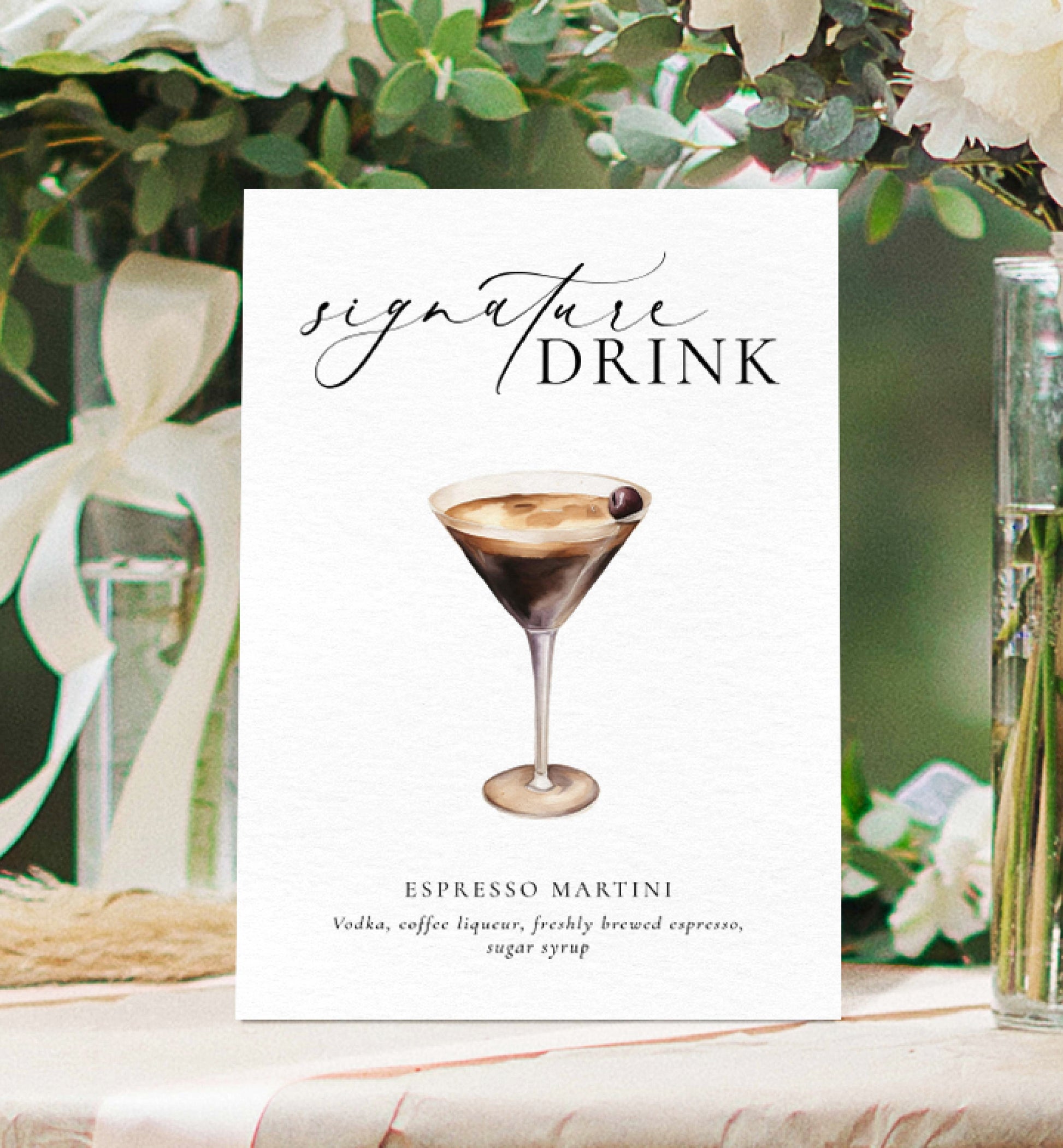 Signature Drink Menu Sign, Printable Wedding Signature Cocktail Sign, Minimalist Wedding, Cocktail Bar Cart Sign, Ellesmere