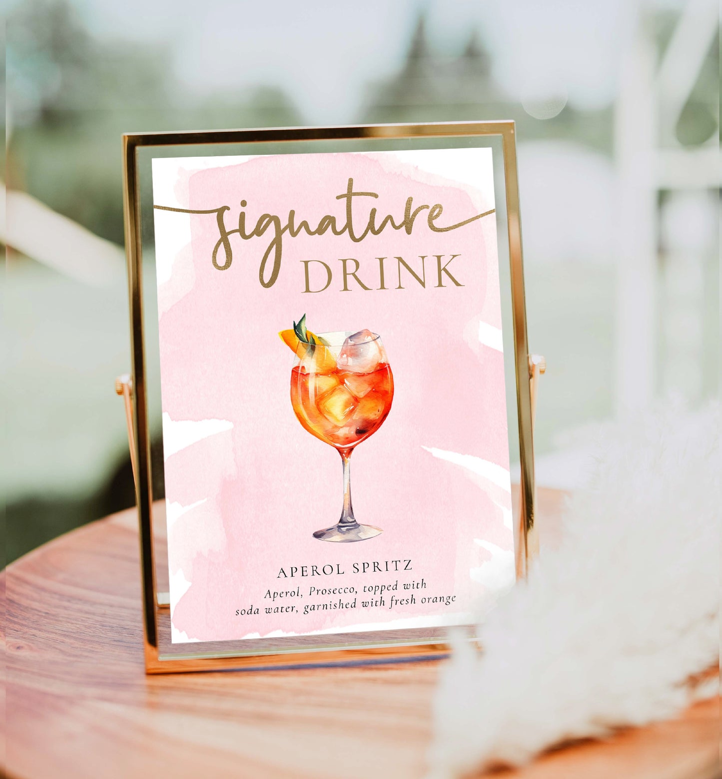 Signature Drinks Sign, Printable Signature Cocktails Bar Sign, Bridal Shower Drinks Menu, Wedding Drinks Menu Bar Sign, Pink Watercolour