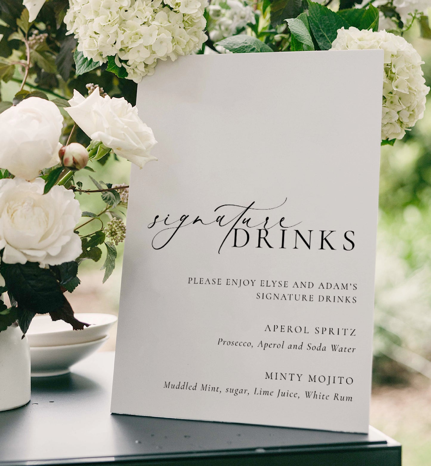 Signature Drinks Menu Sign, Printable Wedding Signature Cocktails Sign, Minimalist Wedding, His and Her Drinks Sign, Ellesmere