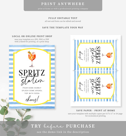 Ellesmere Blue | Printable Spritz Station Sign Template