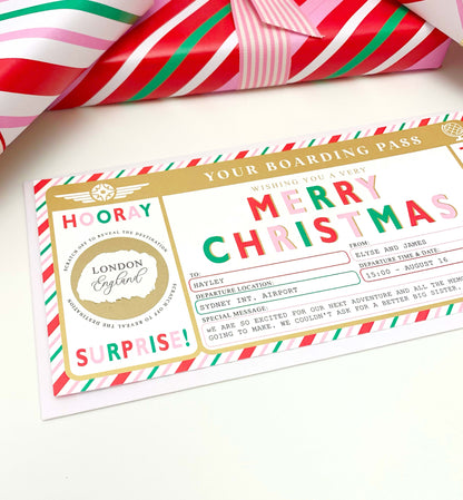 Stripe Multi | Scratch-off Christmas Boarding Pass