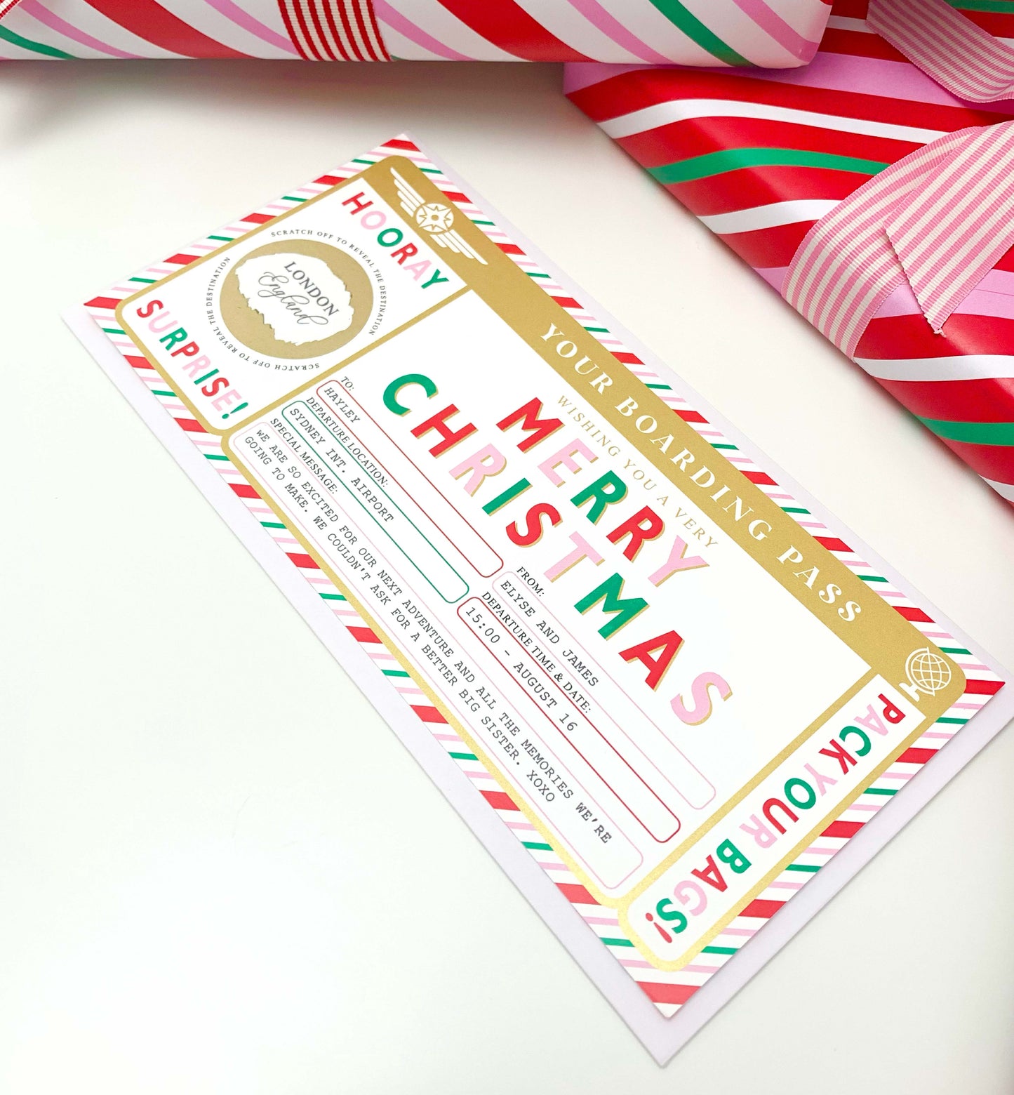 Stripe Multi | Scratch-off Christmas Boarding Pass