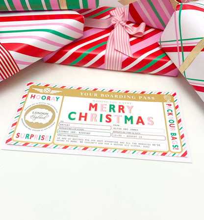 Stripe Multi | Scratch-off Christmas Boarding Pass