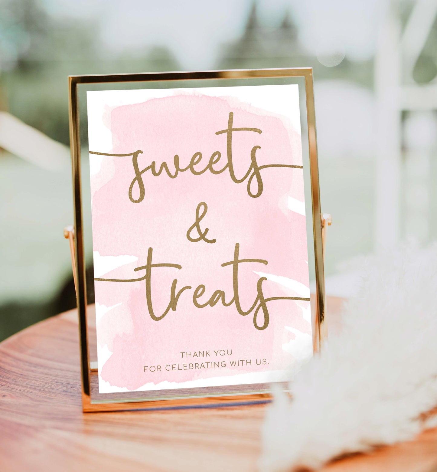 Watercolour Pink Gold | Printable Sweets and Treats Favour Sign Template