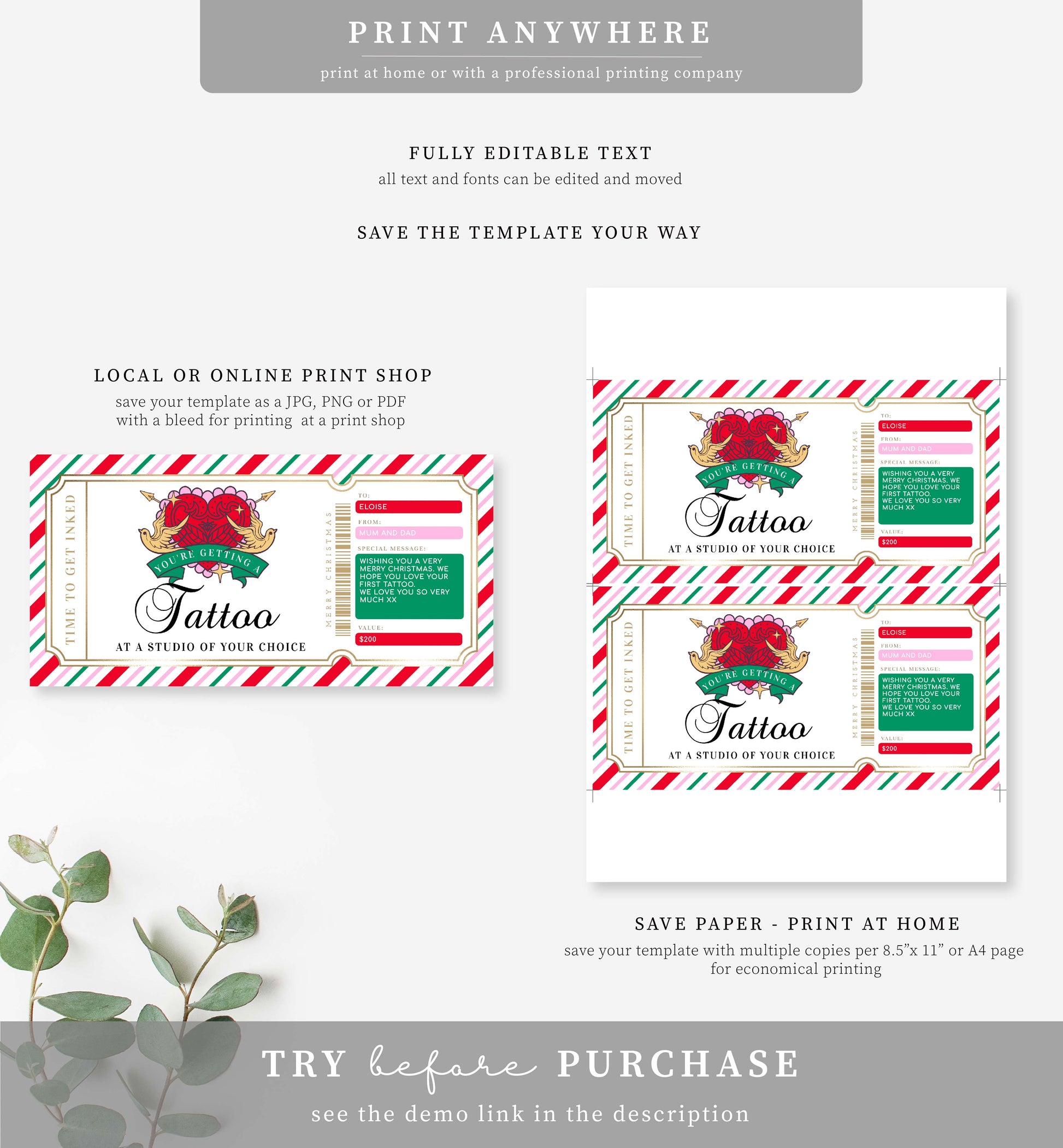 Christmas gift card Template