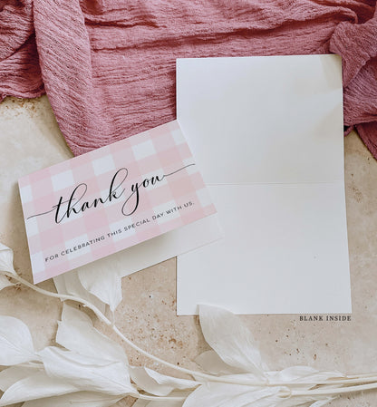 Gingham Pink | Printable Thank You Card Template