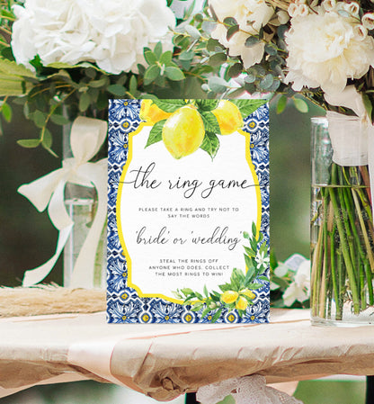 Positano Lemons | Printable The Ring Game Sign Template