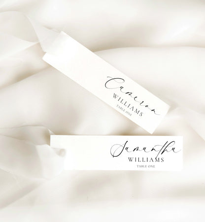 Ellesmere White | Printable Slim Place Cards Template