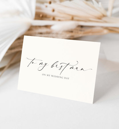 To My Best Man and Groomsman On My Wedding Day Card, Minimalist Wedding Card, Thank You Bridal Party Card, Off White Ivory, Ellesmere