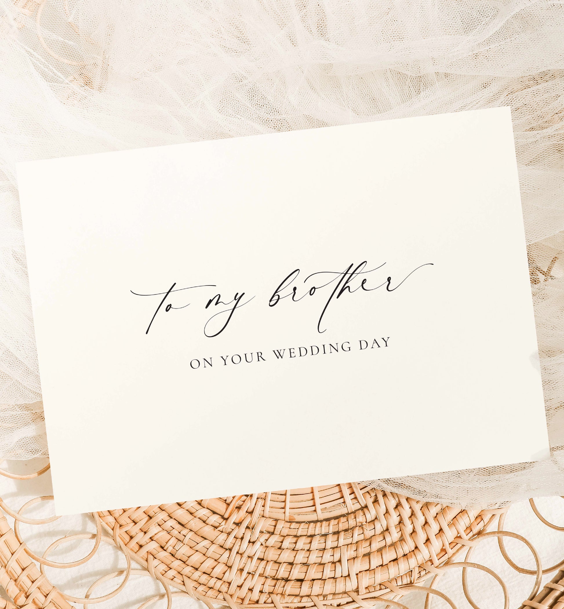 To My Brother On YOUR Wedding Day Card, Modern Minimalist Wedding Day Card, Sibling To Brother Wedding Day Card, Ivory, Ellesmere