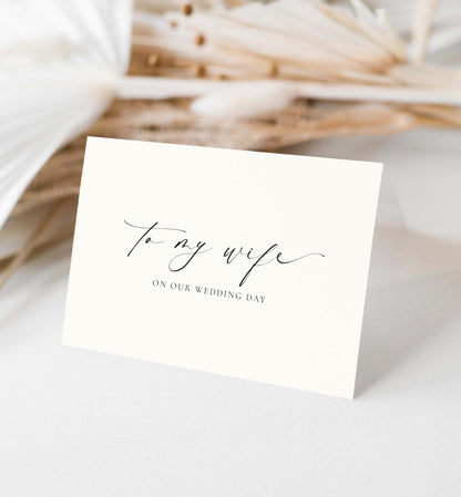 To My Wife, My Husband On Our Wedding Day Card, Minimalist Husband and Wife Card, Wedding Vows Card, Off White Ivory, Ellesmere