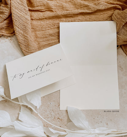 To My Maid Of Honour On My Wedding Day Card, Minimalist Wedding Card, Thank You Bridal Party Card, Off White Ivory, Ellesmere