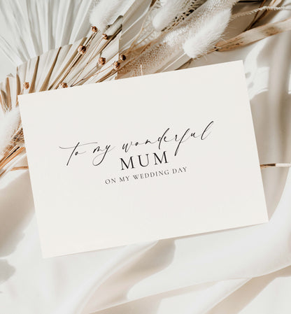 To My Wonderful Mum and Dad On My Wedding Card, Minimalist Wedding Day Card Set, To My Parents Wedding Day Card, Off White Ivory, Ellesmere