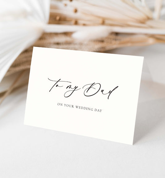 To My Dad on Your Wedding Day Card, Minimalist Wedding, Daughter To Groom Wedding Day Card, Son To Father Card, Ivory, Ellesmere