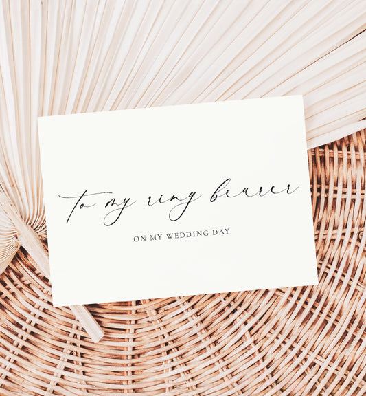 To My Ring Bearer On My Wedding Day Card, Minimalist Wedding Card, Thank You Page Boy Card, Off White Ivory, Ellesmere