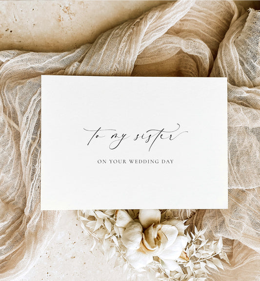 To My Sister On YOUR Wedding Day Card, Modern Minimalist Wedding Day Card, Sibling To Sister Wedding Day Card, Ivory, Ellesmere