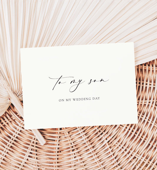 To My Son On My Wedding Day Card, Modern Minimalist Wedding Day Card, Bride To Son Wedding Day Card, Groom To Son, Ivory, Ellesmere