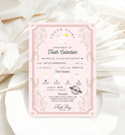 Printable Tooth Fairy Receipt, Tooth Fairy Collection Receipt, Editable Tooth Report Card, Tooth Fairy Payment Certificate, Lost Tooth Note