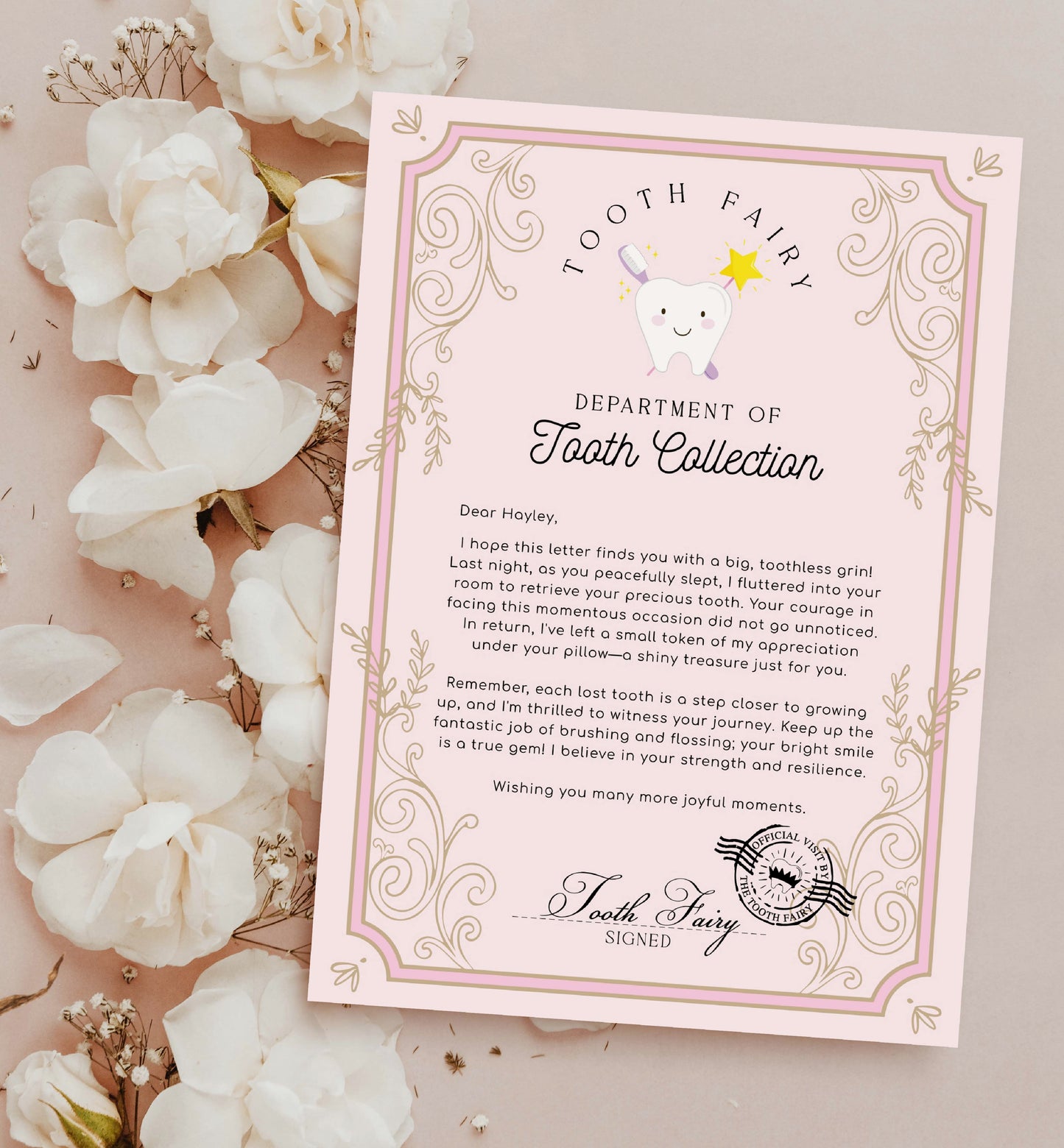 Printable Tooth Fairy Letter, Tooth Fairy Collection Letter, Editable Tooth Report Card, Tooth Fairy Official Visit Letter, Lost Tooth Note