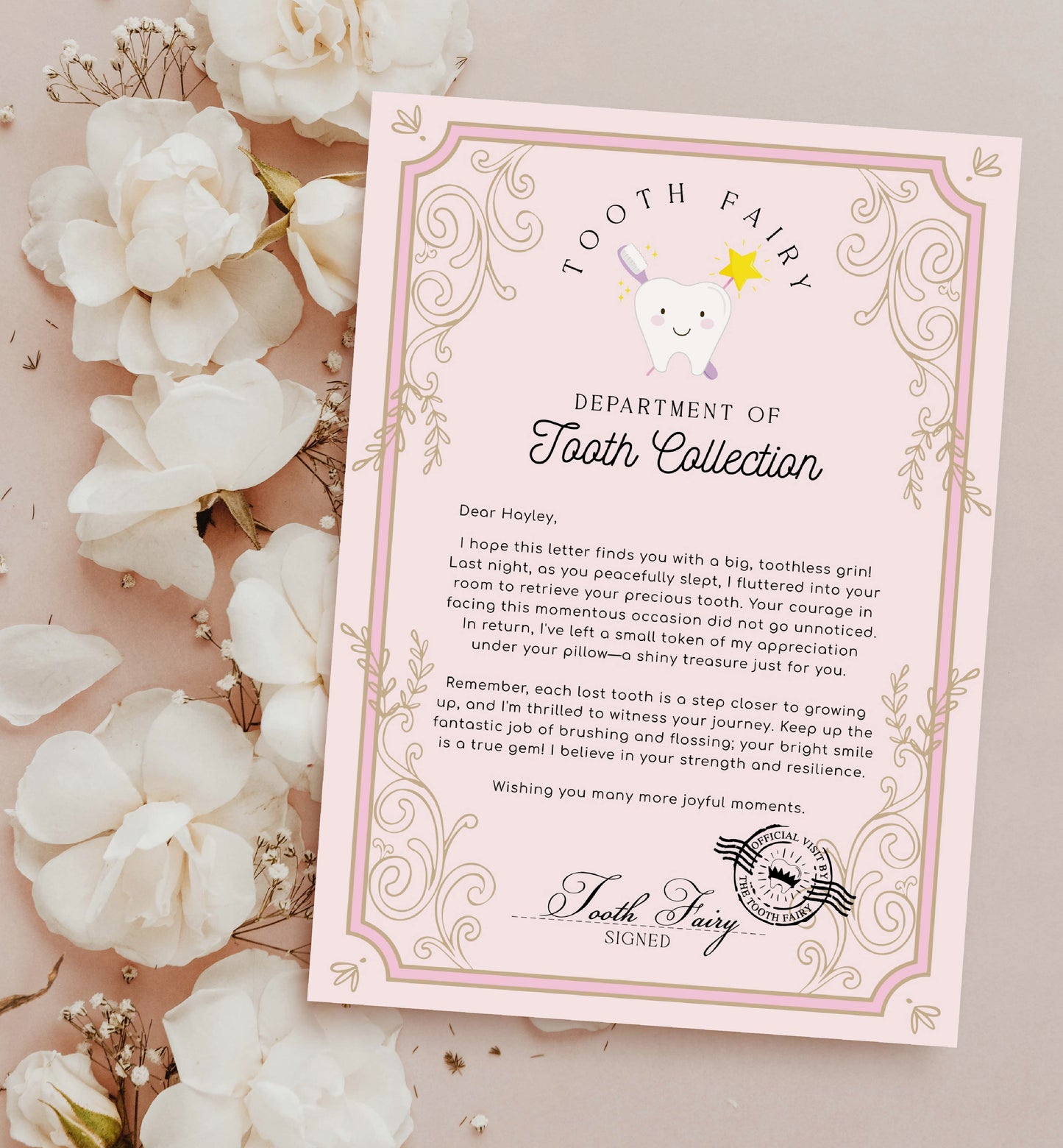 Printable Tooth Fairy Letter and Receipt, Tooth Fairy Collection Receipt, Tooth Fairy Payment Recipe And Visit Certificate, Lost Tooth Note