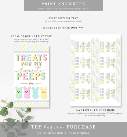 Easter Multi | Printable Treats For My Peeps Easter Tag Template