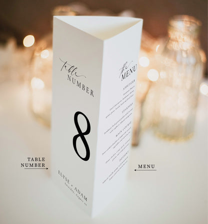 Ellesmere White | Printable Tri-Fold Menu Template