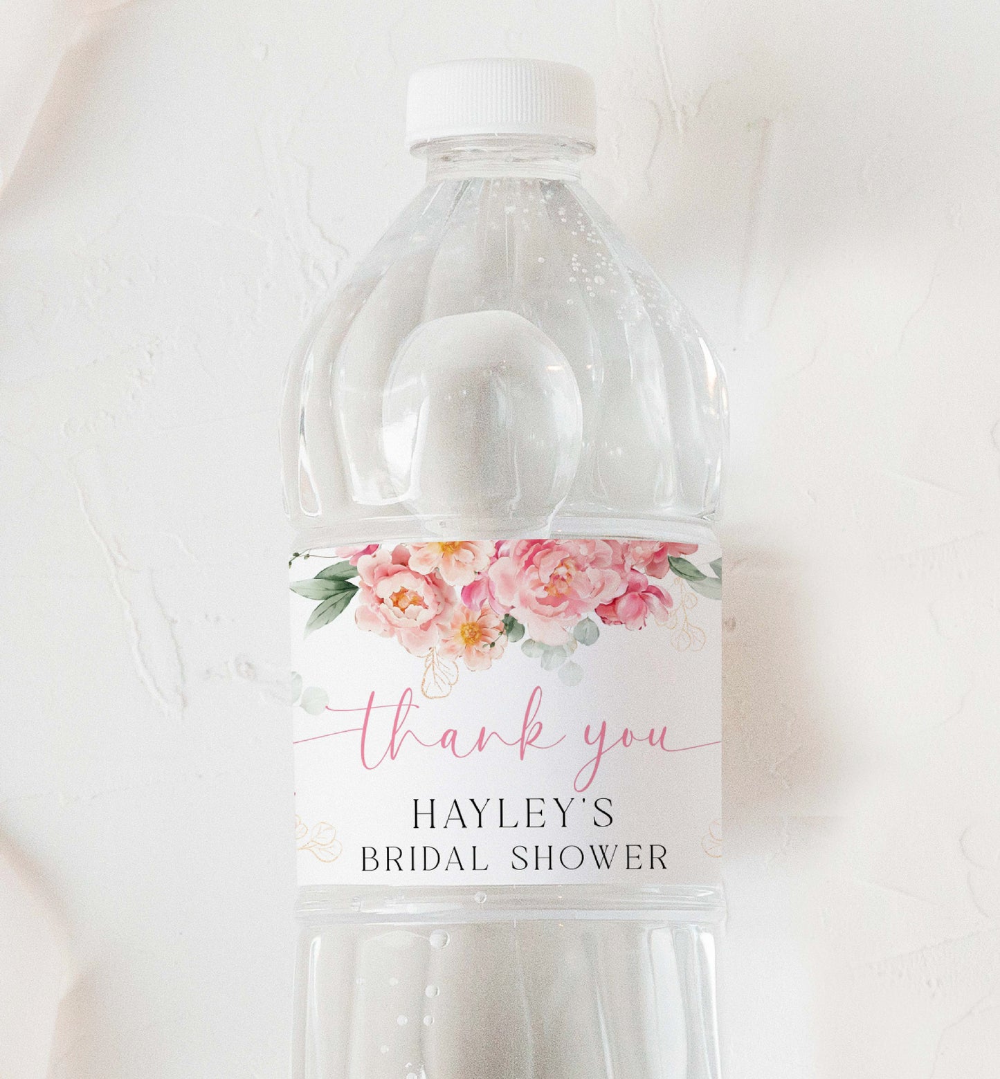 Printable Water Bottle Thank You Label Template, Blush Pink Peony, Girl Baby Shower Bottle Labels, Bridal Shower Water Favors, Personalized Water Bottle Labels, Piper