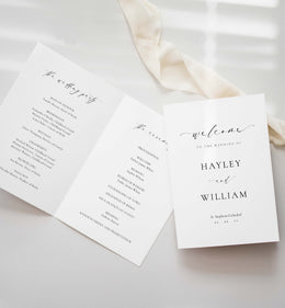 Ellesmere White | Printable Wedding Program Template – Black Bow Studio