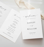 Ellesmere White | Printable Wedding Program Template – Black Bow Studio