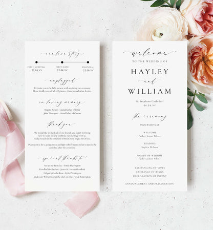 Printable Wedding Ceremony Program Template, Modern Minimalist, Wedding Order of Ceremony Program, Marriage Ceremony Program, Ellesmere