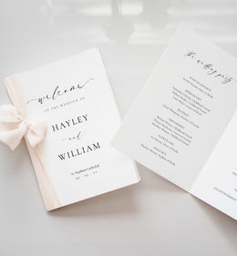 Ellesmere White | Printable Wedding Program Template – Black Bow Studio