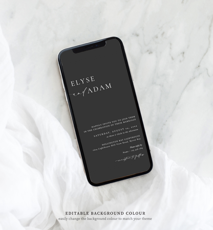 Ellesmere White | Smartphone Wedding Invitation & Details Template