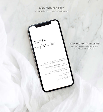 Ellesmere White | Smartphone Wedding Invitation & Details Template