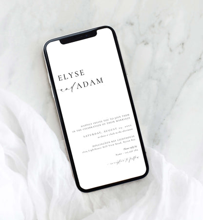 Ellesmere White | Smartphone Wedding Invitation & Details Template