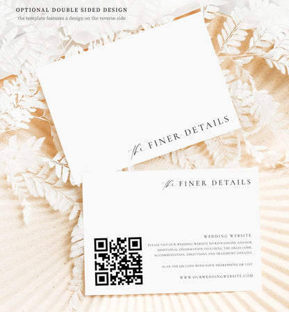 Ellesmere White | Printable QR Wedding Website Card Template