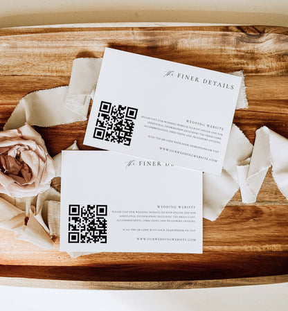 Ellesmere White | Printable QR Wedding Website Card Template