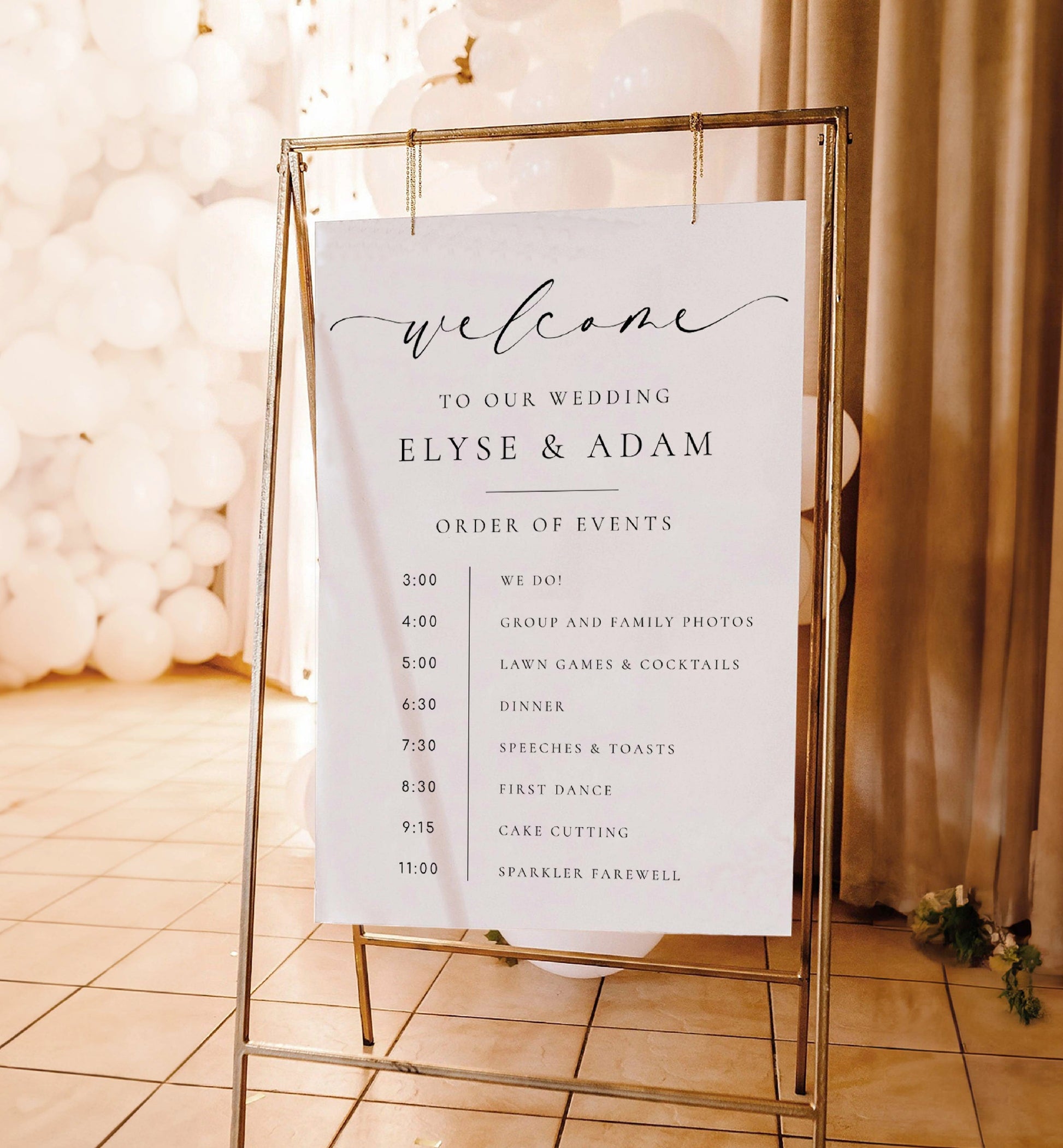 Order Of Events Welcome, Minimalist Wedding Welcome Sign, Printable Wedding Itinerary Sign, Order Of Ceremony Sign, Ellesmere