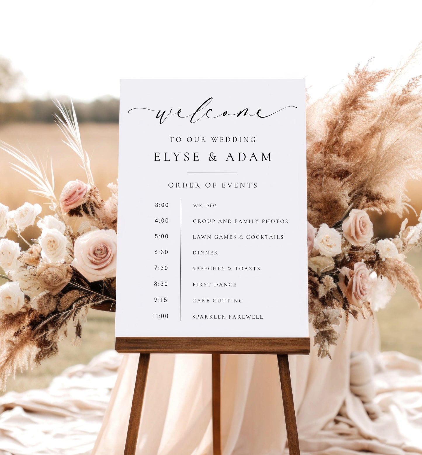 Order Of Events Welcome, Minimalist Wedding Welcome Sign, Printable Wedding Itinerary Sign, Order Of Ceremony Sign, Ellesmere