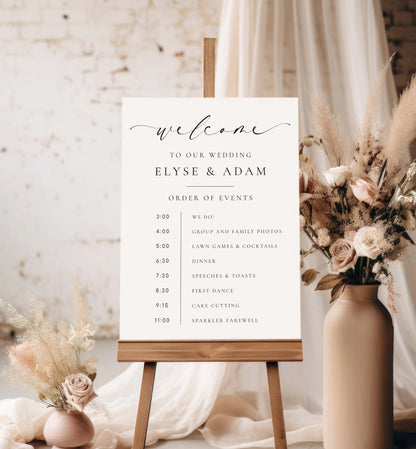 Order Of Events Welcome, Minimalist Wedding Welcome Sign, Printable Wedding Itinerary Sign, Order Of Ceremony Sign, Ellesmere